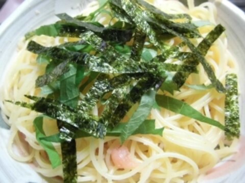 大葉と海苔沢山の明太子パスタ